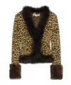 Valentino Feather And Lamb Shearling Trim Metallic Leopard Jacket In Brown