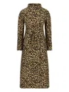 Valentino Leopard Print Double Breasted Coat With Belt In Brown