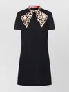Valentino Embellished Pussy-bow Wool And Silk-blend Crepe Mini Dress In Black