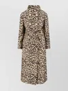 Valentino Animal Print Long Jacket With Belted Waist In Brown