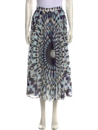 Pre-owned Valentino Animal Print Midi Length Skirt In Blue