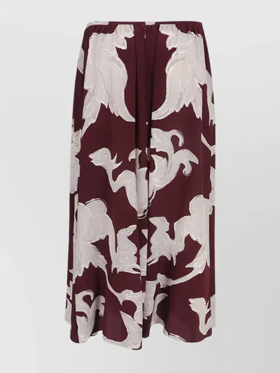 Valentino Animal Print Midi Pleated Skirt In Brown