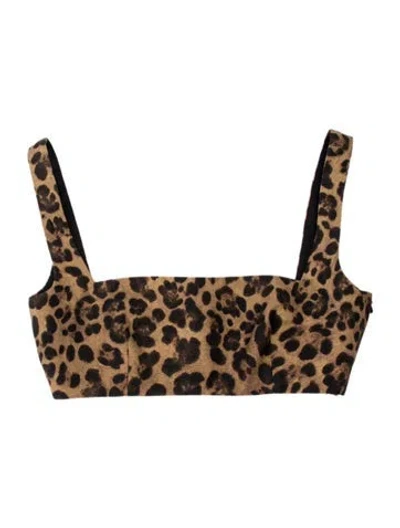 Pre-owned Valentino Animal Print Scoop Neck Sports Bra In Brown