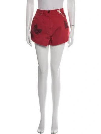 Pre-owned Valentino Animal Print Shorts In Red