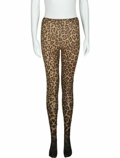 Pre-owned Valentino Animal Print Tights W/ Tags In Brown