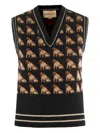 Valentino Sleeveless V Neck Dog Pattern Knitwear In Multi