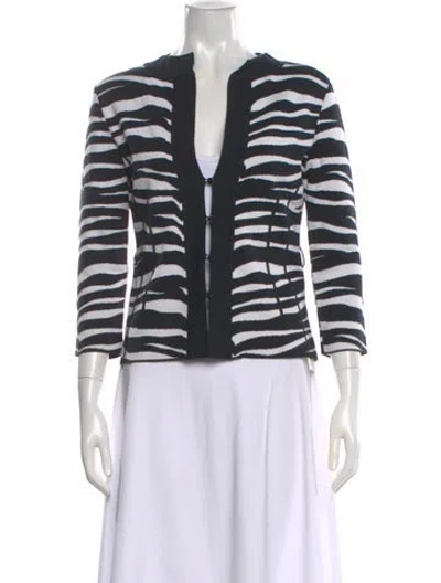 Pre-owned Valentino Animal Print V-neck Sweater In Black