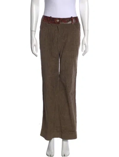 Pre-owned Valentino Animal Print Wide Leg Pants In Brown