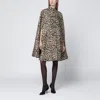 Valentino Animal-print Wool Cape In Brown