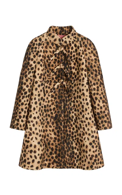 VALENTINO ANIMAL-PRINT WOOL-SILK COAT