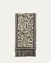 Valentino Animal Twill Fringe Scarf