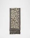 Valentino Animal Twill Fringe Scarf