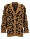 Valentino V-neck Animalier Cardigan Front Pockets