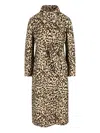 Valentino Animal Print Long Jacket With Belted Waist In Multi