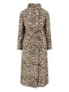 Valentino Animal Print Long Jacket With Belted Waist In Multi