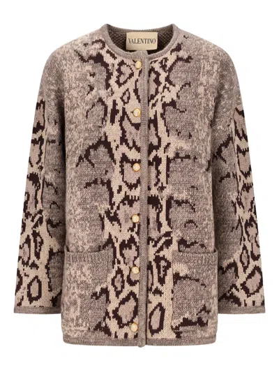 Valentino Cashmere Cardigan Animal Motif Long Sleeves In Multi