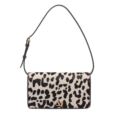 Valentino Garavani Animalier Shoulder Bag In White