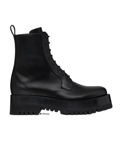 Valentino Garavani Ankle-length Lace-up Boots In Black