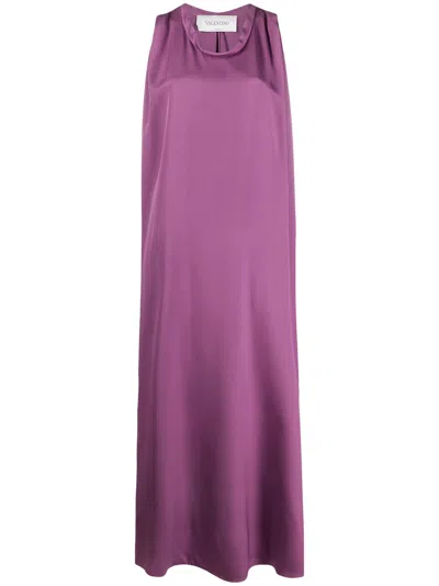 Valentino Ankle-length Silk Dress In Purple