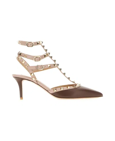Valentino Garavani Valentino Ankle Strap Rockstud T. 65 In Brown