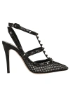 Valentino Rockstud Mesh Pump With Crystals And Straps 100mm In No Nero