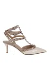 Valentino Rockstud Caged 65 Patent Ankle Strap Pump In White