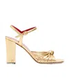 Valentino 90mm Vlogo Anne Metallic Leather Block-heel Sandals In Gold