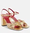 Valentino Garavani 90mm Vlogo Anne Metallic Leather Block-heel Sandals In Yellow