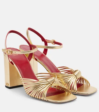 Valentino Garavani Annet Laminated Nappa Sandals 90mm In Gold