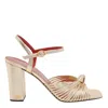 Valentino 90mm Vlogo Anne Metallic Leather Block-heel Sandals In Gold