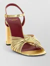 Valentino 90mm Vlogo Anne Metallic Leather Block-heel Sandals In Gold