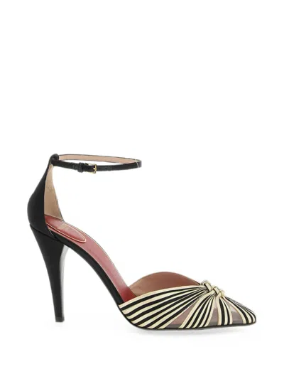 Valentino Garavani 100mm Annine Striped Satin Ankle-strap Pumps In Multi