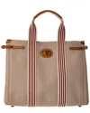 Valentino Antibes Canvas & Leather Shopping Tote In Brown