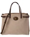 Valentino Antibes Canvas & Leather Tote In Brown