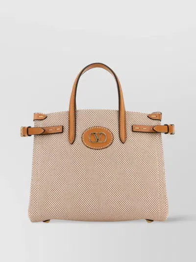 VALENTINO GARAVANI ANTIBES CANVAS HANDBAG STRUCTURED SHAPE BUCKLE