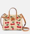 Valentino Antibes Small Leather-trimmed Embroidered Raffia Tote In Beige