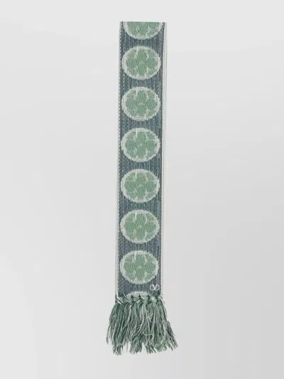 Valentino Antibes Cotton Scarf Fringe Detailing In Green