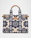 Valentino Antibes Large Leather-trimmed Floral-jacquard Tote