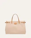 Valentino Antibes Large Canvas Tote Bag In Naturale-tobacconatural Camel