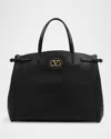 Valentino Antibes Large Napa Leather Tote Bag In Nero