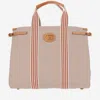 Valentino Antibes Striped Top Handles Tote Bag In Beige