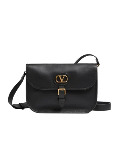 Valentino Garavani Antibes Leather Crossbody Bag Adjustable Strap In Black