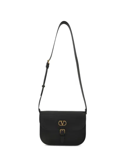 Valentino Garavani Antibes Logo Buckle Shoulder Bag In Black