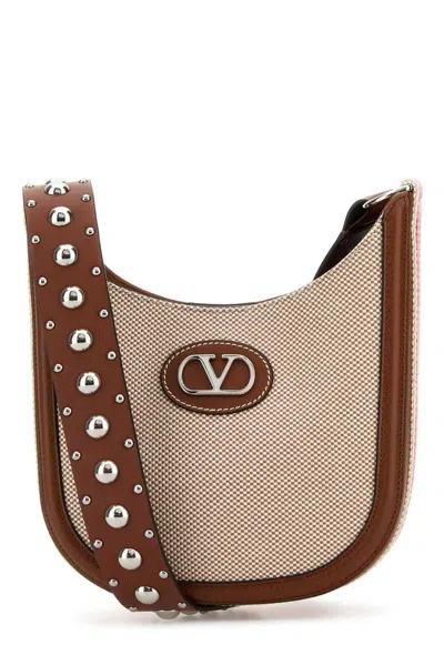 Valentino Garavani Valentino Antibes Logo Plaque Bucket Bag In Brown
