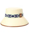 Valentino Antibes Logo Plaque Leather-trim Bucket Hat In Neutral
