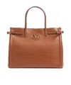 Valentino Antibes Medium Leather Tote Bag In Brown