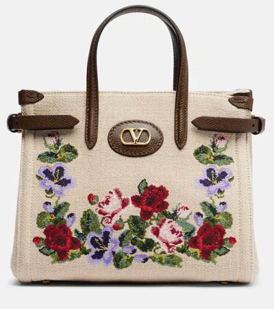 Valentino Garavani Antibes Medium Canvas Top-handle Bag In Neutral