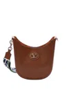 Valentino Caramel Leather Vlogo Signature Shoulder Bag In Brown