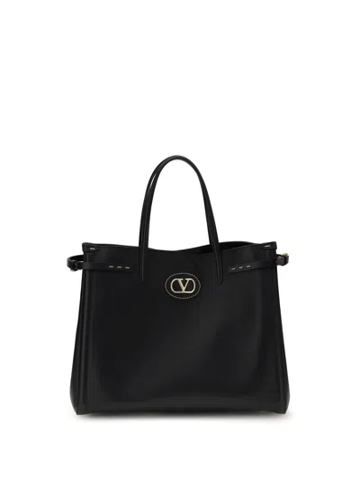 Valentino Garavani Antibes Medium Leather Handbag In Black