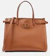 Valentino Antibes Medium Leather Shopper In Brown